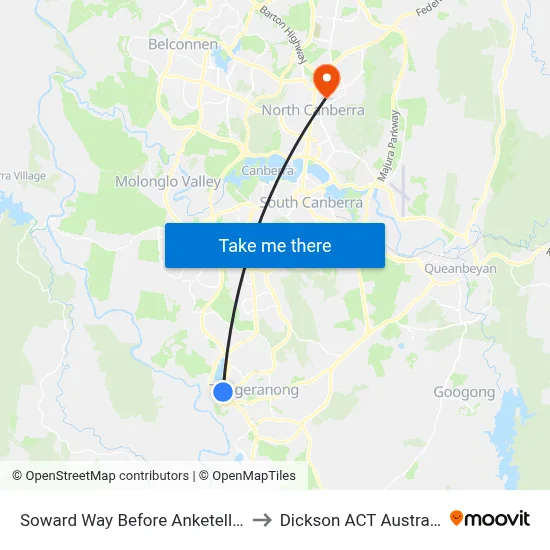 Soward Way Before Anketell St to Dickson ACT Australia map