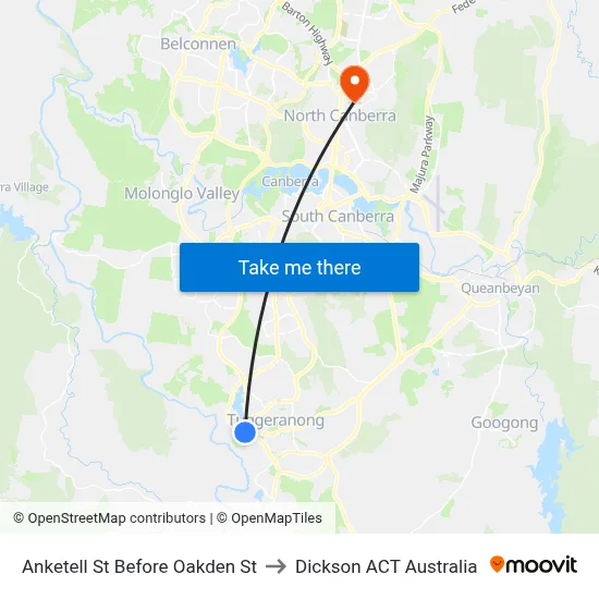 Anketell St Before Oakden St to Dickson ACT Australia map