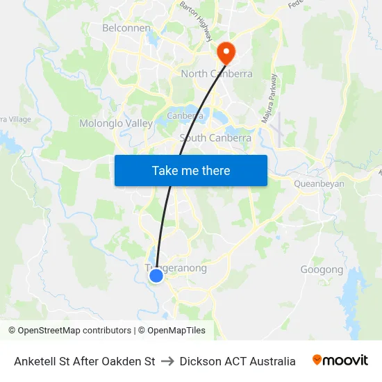 Anketell St After Oakden St to Dickson ACT Australia map