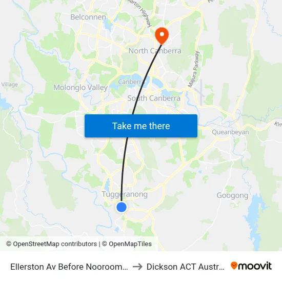 Ellerston Av Before Noorooma St to Dickson ACT Australia map