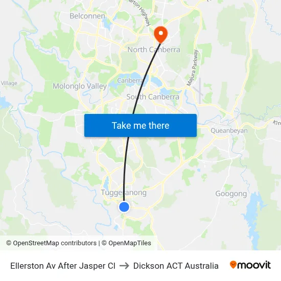 Ellerston Av After Jasper Cl to Dickson ACT Australia map