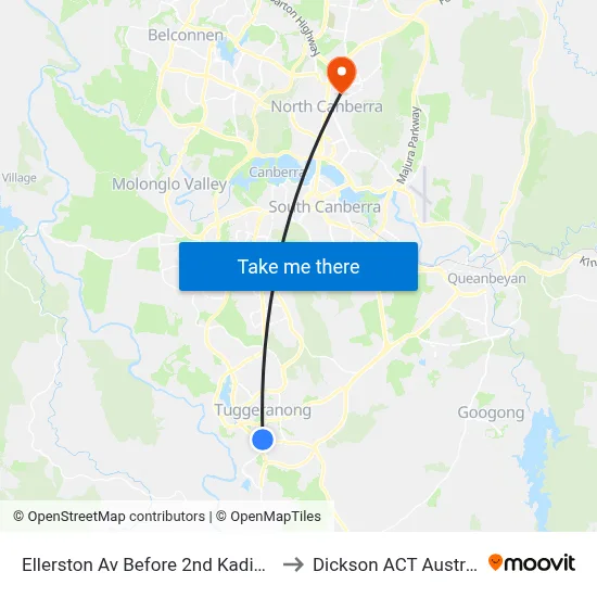 Ellerston Av Before 2nd Kadina Cr to Dickson ACT Australia map