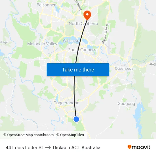 44 Louis Loder St to Dickson ACT Australia map