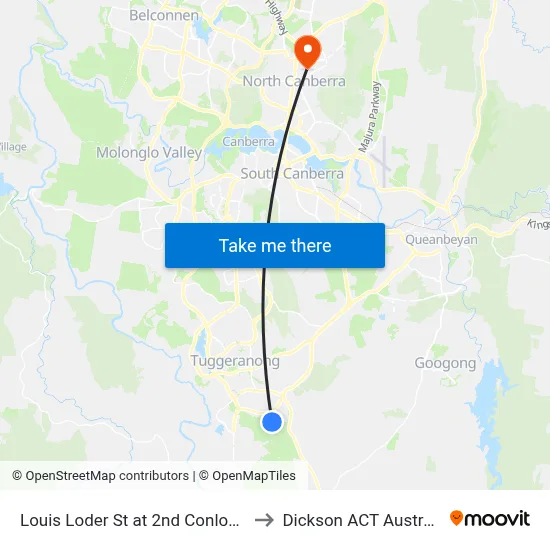 Louis Loder St at 2nd Conlon Cr to Dickson ACT Australia map