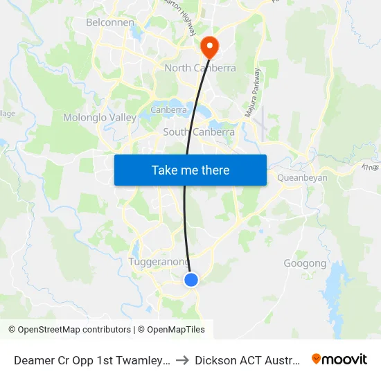 Deamer Cr Opp 1st Twamley Cr to Dickson ACT Australia map