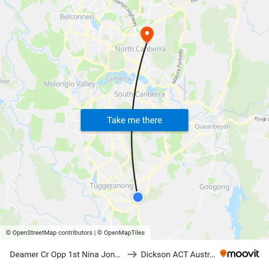 Deamer Cr Opp 1st Nina Jones Cr to Dickson ACT Australia map