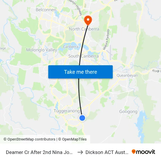 Deamer Cr After 2nd Nina Jones Cr to Dickson ACT Australia map