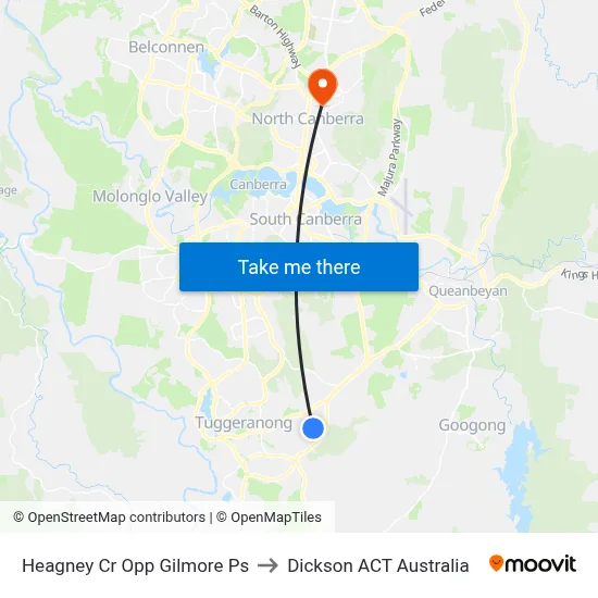 Heagney Cr Opp Gilmore Ps to Dickson ACT Australia map