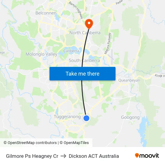 Gilmore Ps Heagney Cr to Dickson ACT Australia map