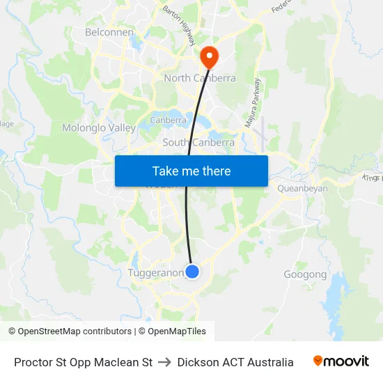 Proctor St Opp Maclean St to Dickson ACT Australia map