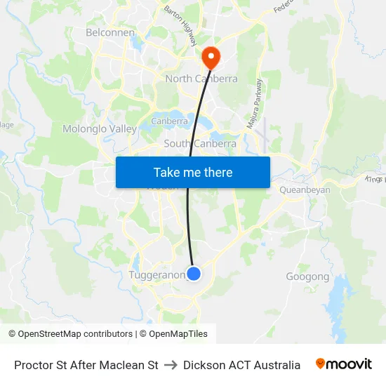 Proctor St After Maclean St to Dickson ACT Australia map