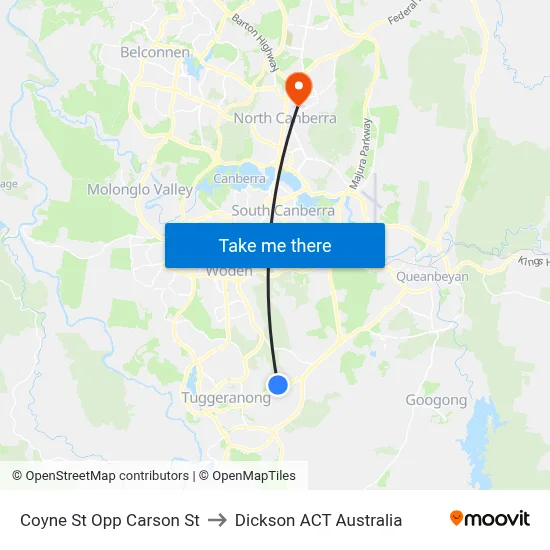 Coyne St Opp Carson St to Dickson ACT Australia map