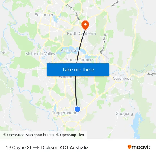 19 Coyne St to Dickson ACT Australia map