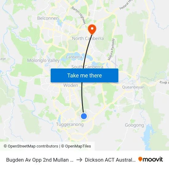 Bugden Av Opp 2nd Mullan St to Dickson ACT Australia map