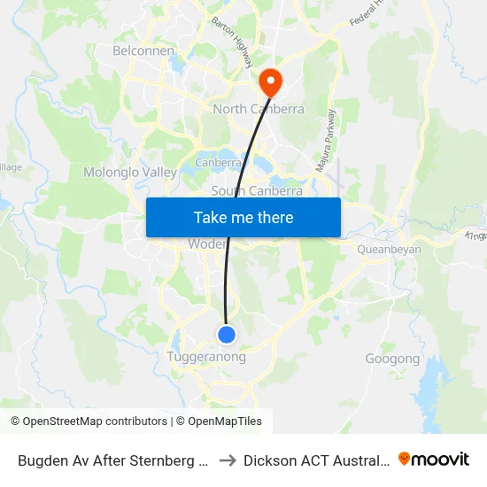 Bugden Av After Sternberg Cr to Dickson ACT Australia map