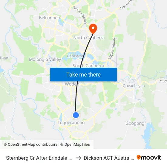 Sternberg Cr After Erindale Dr to Dickson ACT Australia map