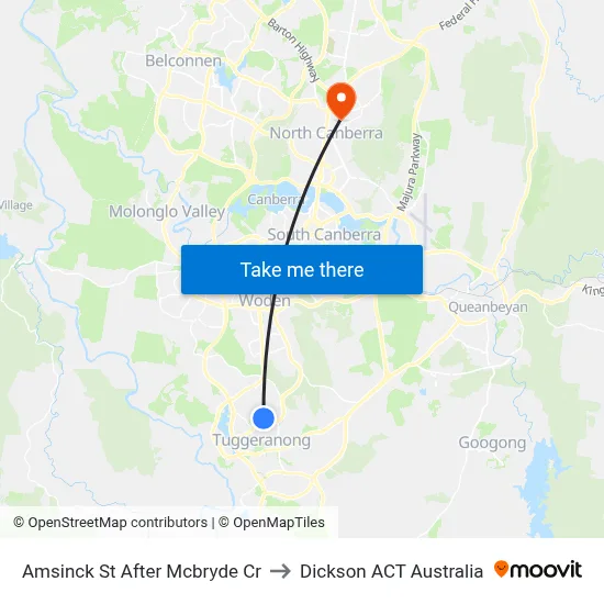 Amsinck St After Mcbryde Cr to Dickson ACT Australia map