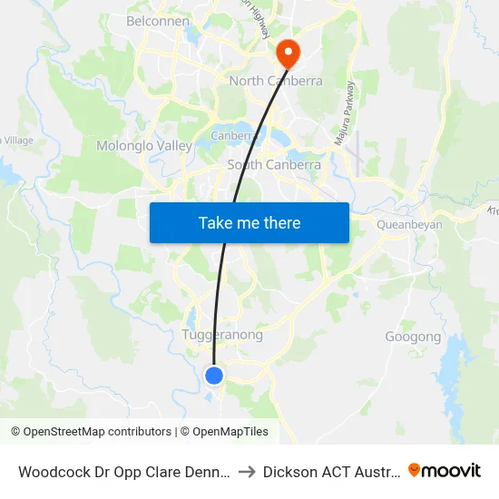 Woodcock Dr Opp Clare Dennis Av to Dickson ACT Australia map