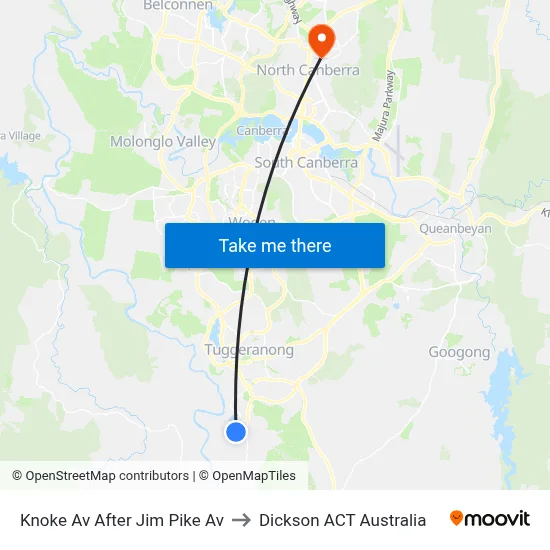 Knoke Av After Jim Pike Av to Dickson ACT Australia map