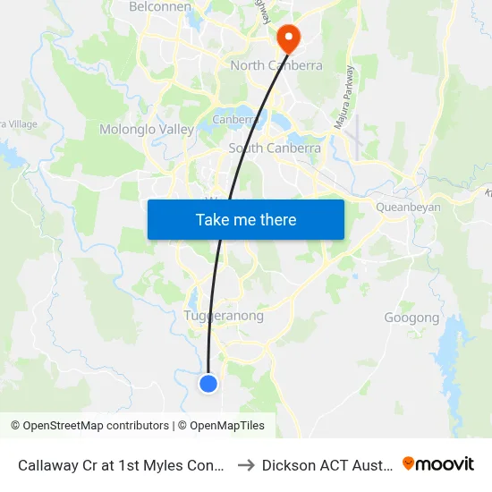 Callaway Cr at 1st Myles Connell Cr to Dickson ACT Australia map