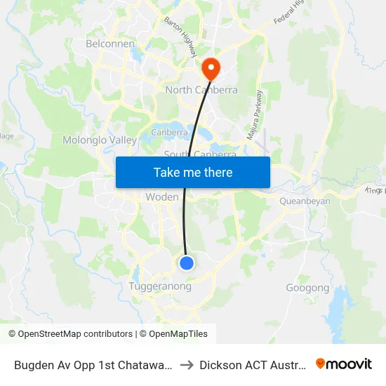 Bugden Av Opp 1st Chataway Cr to Dickson ACT Australia map