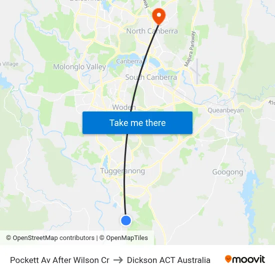Pockett Av After Wilson Cr to Dickson ACT Australia map