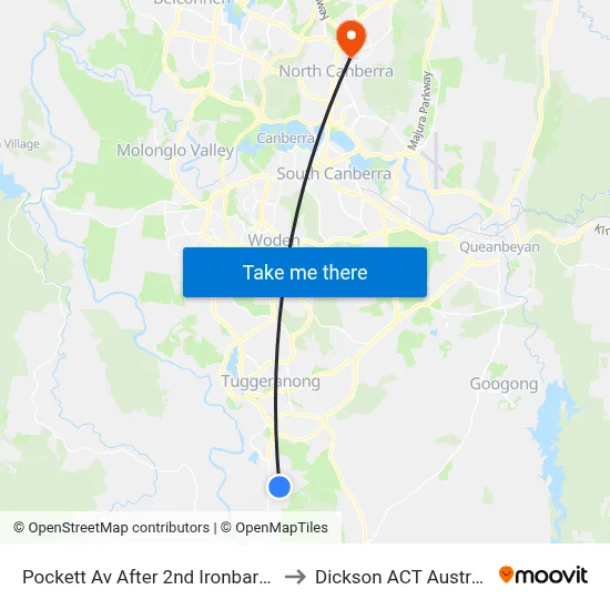 Pockett Av After 2nd Ironbark Cr to Dickson ACT Australia map