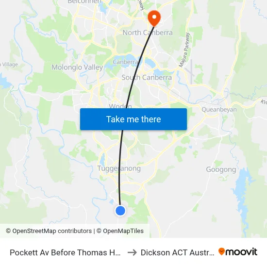 Pockett Av Before Thomas Hart St to Dickson ACT Australia map