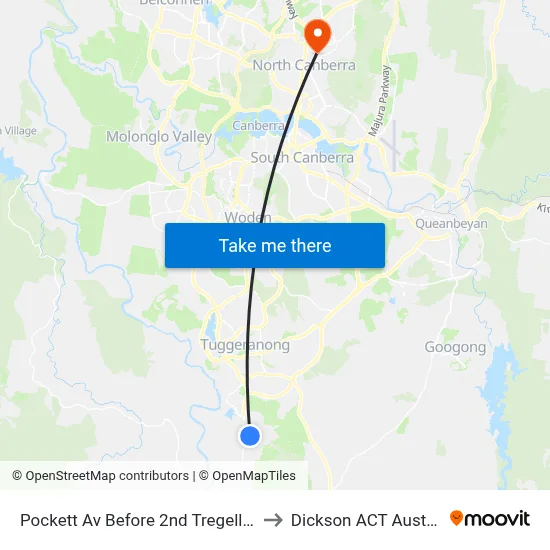 Pockett Av Before 2nd Tregellas Cr to Dickson ACT Australia map