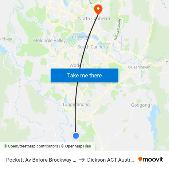 Pockett Av Before Brockway Cct to Dickson ACT Australia map