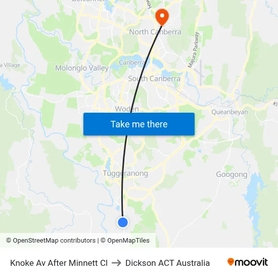 Knoke Av After Minnett Cl to Dickson ACT Australia map