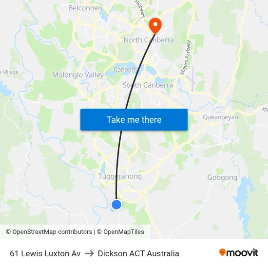 61 Lewis Luxton Av to Dickson ACT Australia map