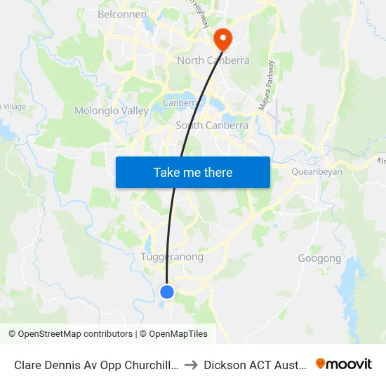 Clare Dennis Av Opp Churchill Way to Dickson ACT Australia map