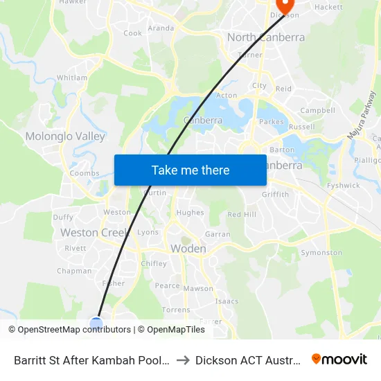 Barritt St After Kambah Pool Rd to Dickson ACT Australia map