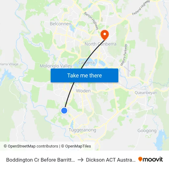 Boddington Cr Before Barritt St to Dickson ACT Australia map