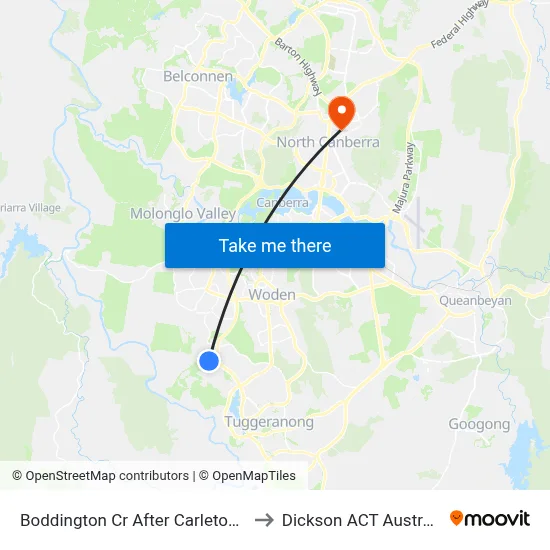 Boddington Cr After Carleton St to Dickson ACT Australia map