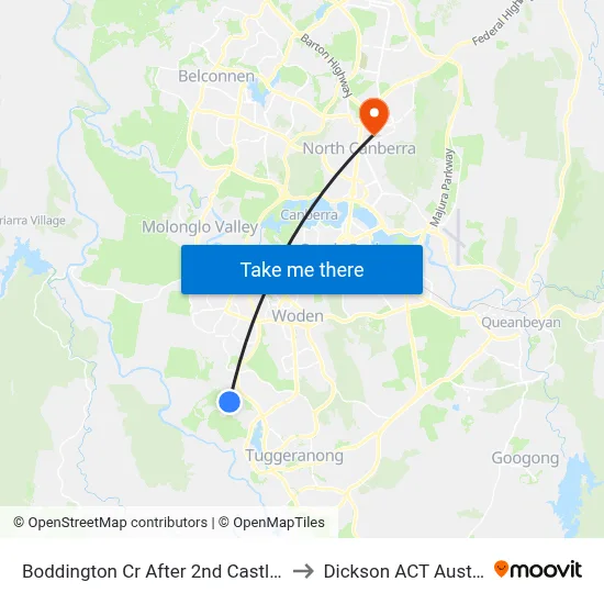 Boddington Cr After 2nd Castley Cct to Dickson ACT Australia map