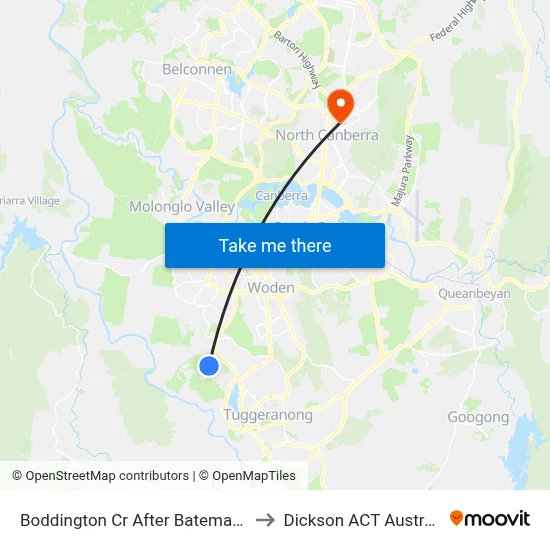 Boddington Cr After Bateman St to Dickson ACT Australia map