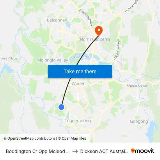 Boddington Cr Opp Mcleod Pl to Dickson ACT Australia map