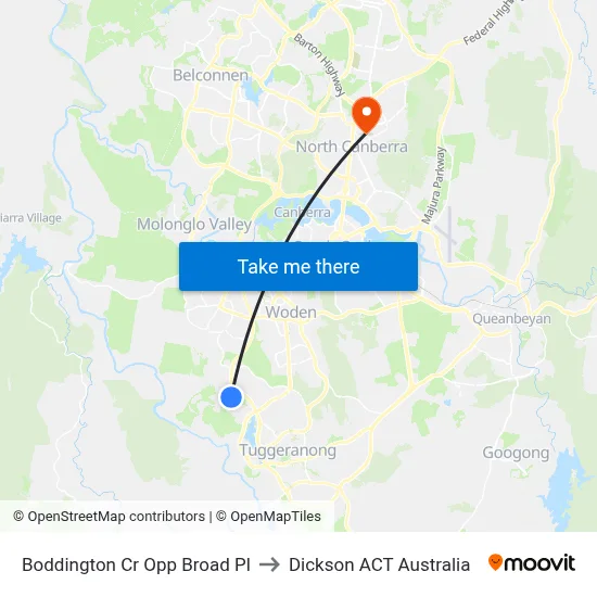 Boddington Cr Opp Broad Pl to Dickson ACT Australia map