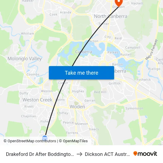 Drakeford Dr After Boddington Cr to Dickson ACT Australia map