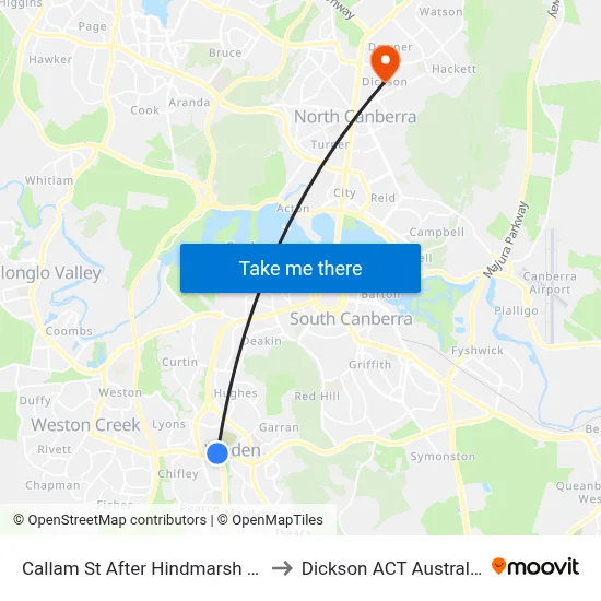 Callam St After Hindmarsh Dr to Dickson ACT Australia map