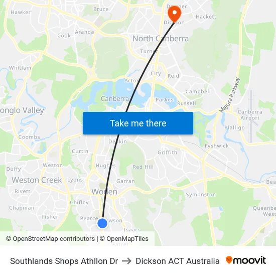 Southlands Shops Athllon Dr to Dickson ACT Australia map
