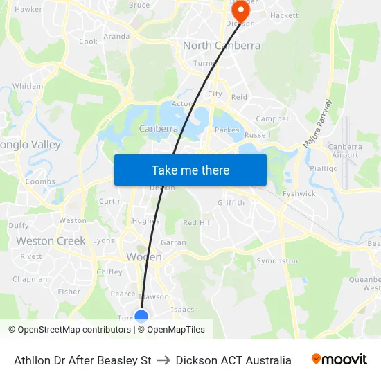 Athllon Dr After Beasley St to Dickson ACT Australia map