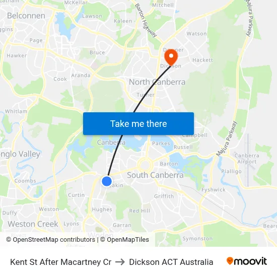 Kent St After Macartney Cr to Dickson ACT Australia map