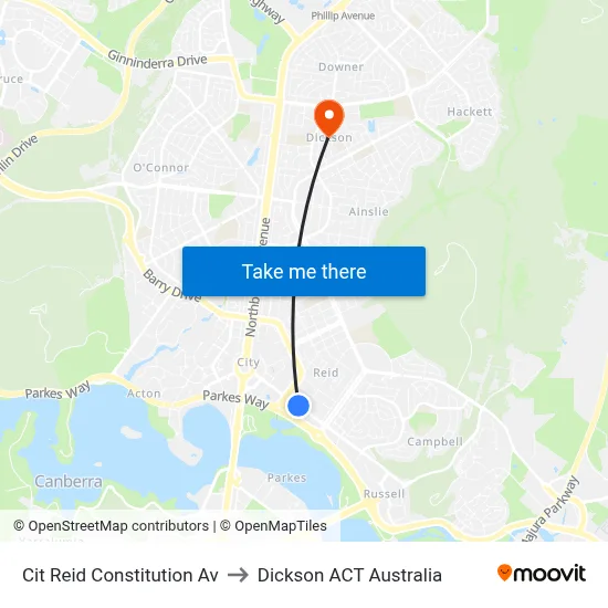 Cit Reid Constitution Av to Dickson ACT Australia map