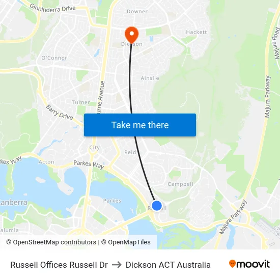 Russell Offices Russell Dr to Dickson ACT Australia map