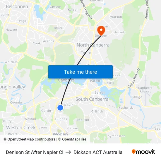 Denison St After Napier Cl to Dickson ACT Australia map