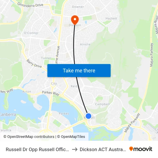 Russell Dr Opp Russell Offices to Dickson ACT Australia map