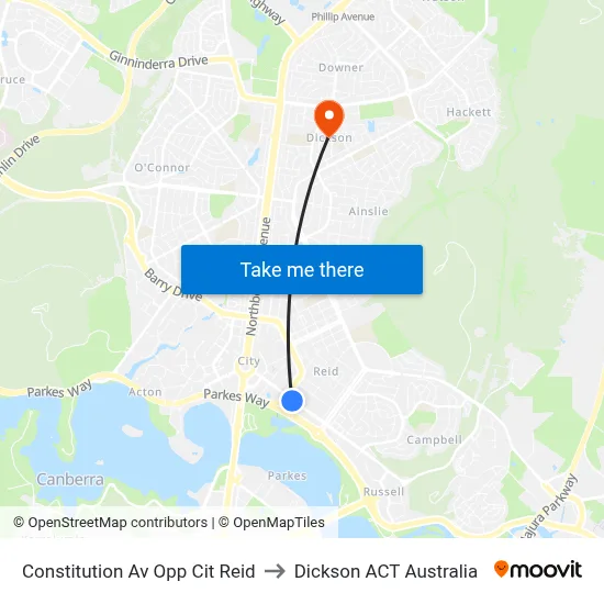 Constitution Av Opp Cit Reid to Dickson ACT Australia map